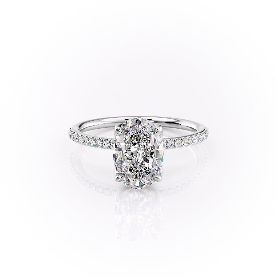 The Pave Lisa Set With A 2.5 Carat Oval Lab Diamond