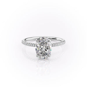 The Pave Lisa Set With A 1.5 Carat Oval Lab Diamond