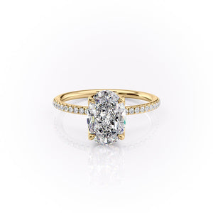 The Pave Lisa Set With A 1 Carat Oval Lab Diamond