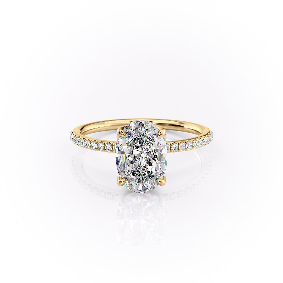 The Pave Lisa Set With A 1 Carat Oval Lab Diamond