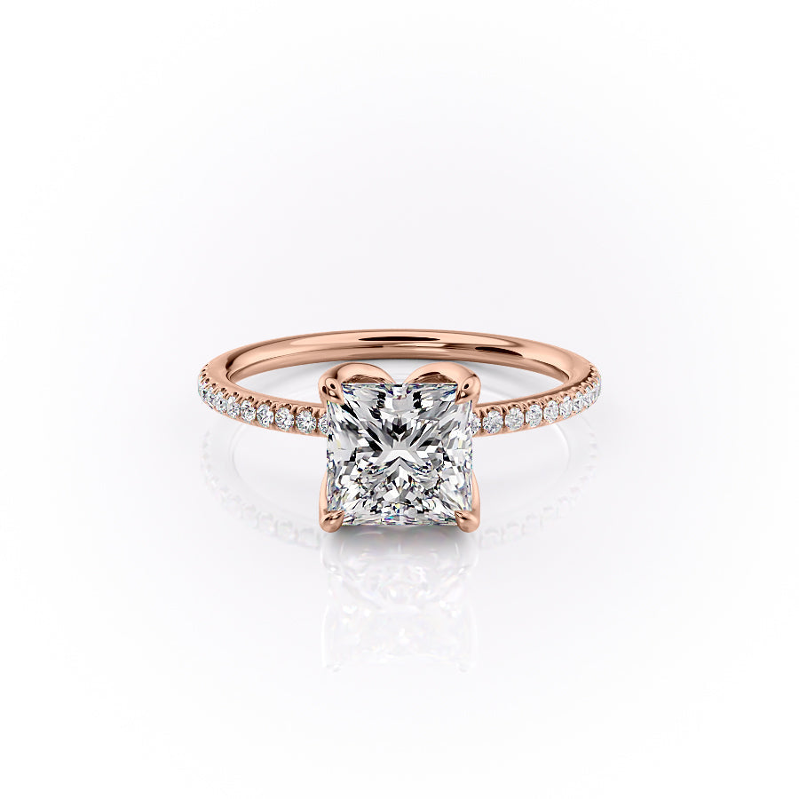 The Pave Lisa Set With A 1.5 Carat Princess Lab Diamond