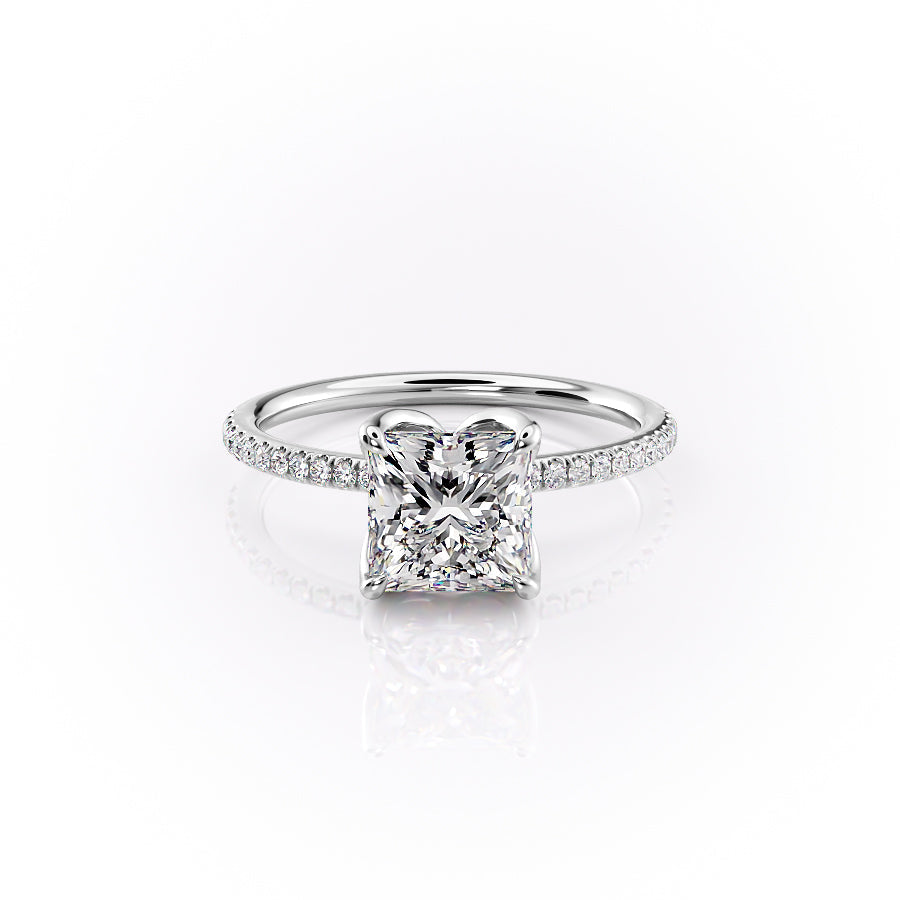 The Pave Lisa Set With A 2.5 Carat Princess Lab Diamond