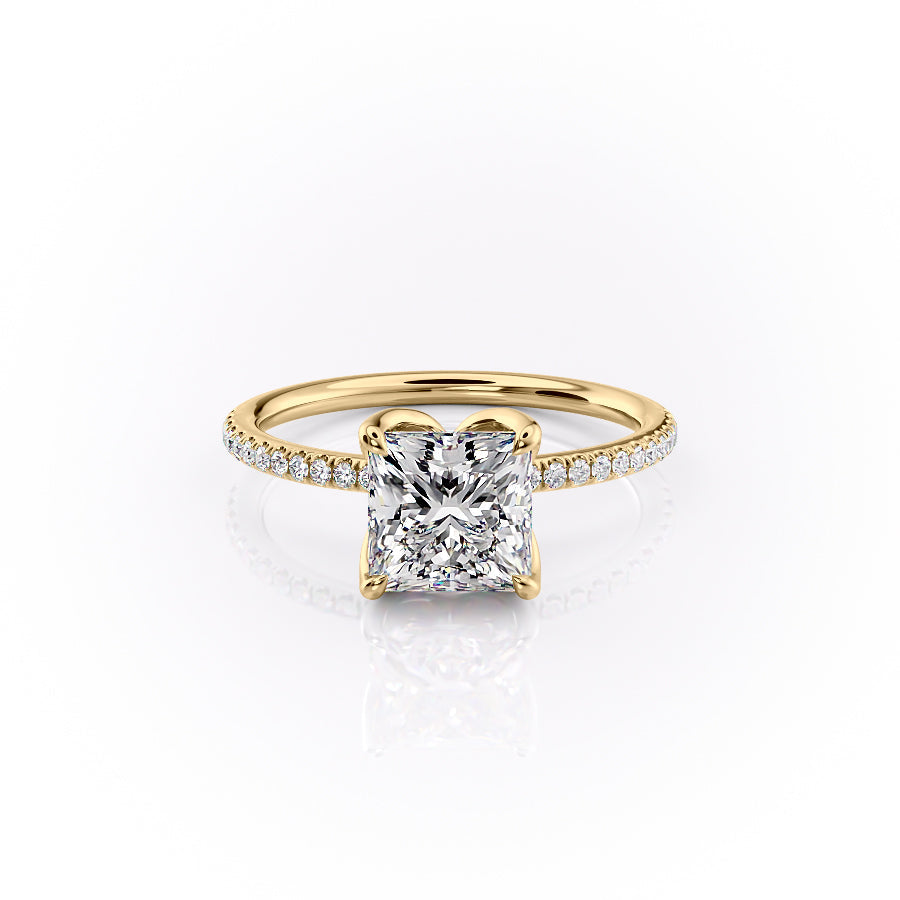 The Pave Lisa Set With A 2 Carat Princess Lab Diamond