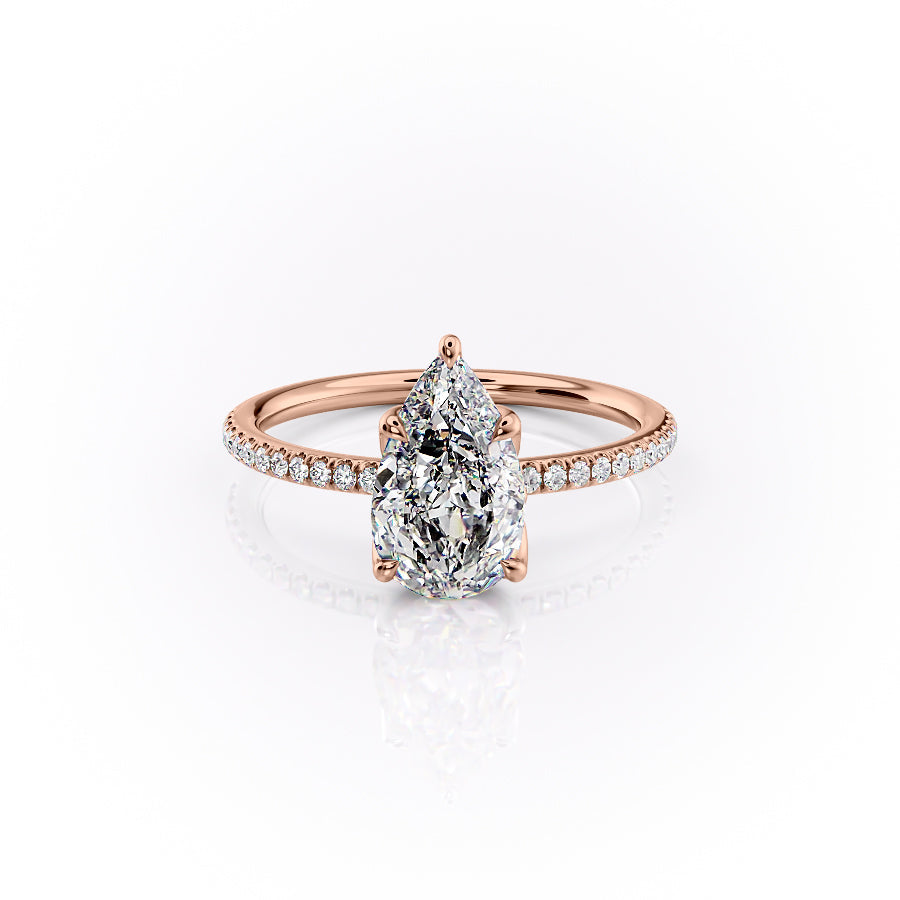 The Pave Lisa Set With A 1 Carat Pear Lab Diamond