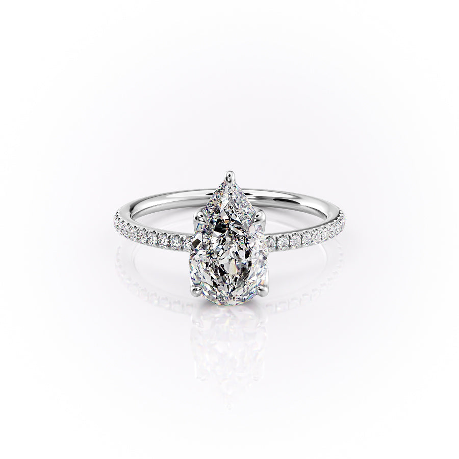 The Pave Lisa Set With A 1 Carat Pear Lab Diamond