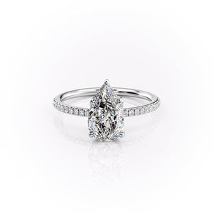 The Pave Lisa Set With A 1 Carat Pear Lab Diamond