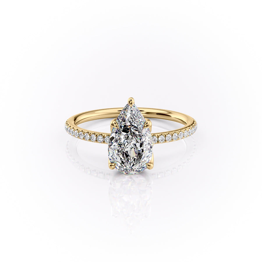The Pave Lisa Set With A 3 Carat Pear Lab Diamond