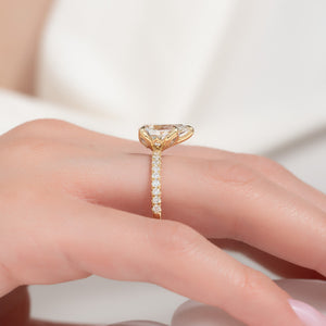 The Pave Lisa Set With A 1 Carat Pear Lab Diamond