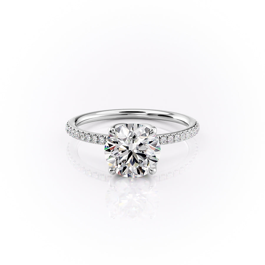 The Pave Lisa Set With A 1.5 Carat Round Moissanite
