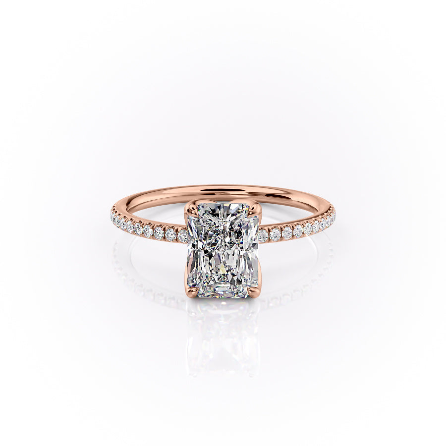 The Pave Lisa Set With A 1 Carat Radiant Lab Diamond