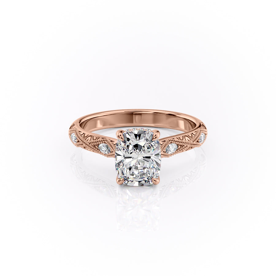 The Claudia Set With A 3 Carat Elongated Cushion Lab Diamond