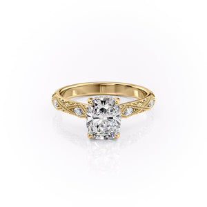 The Claudia Set With A 1.5 Carat Elongated Cushion Lab Diamond