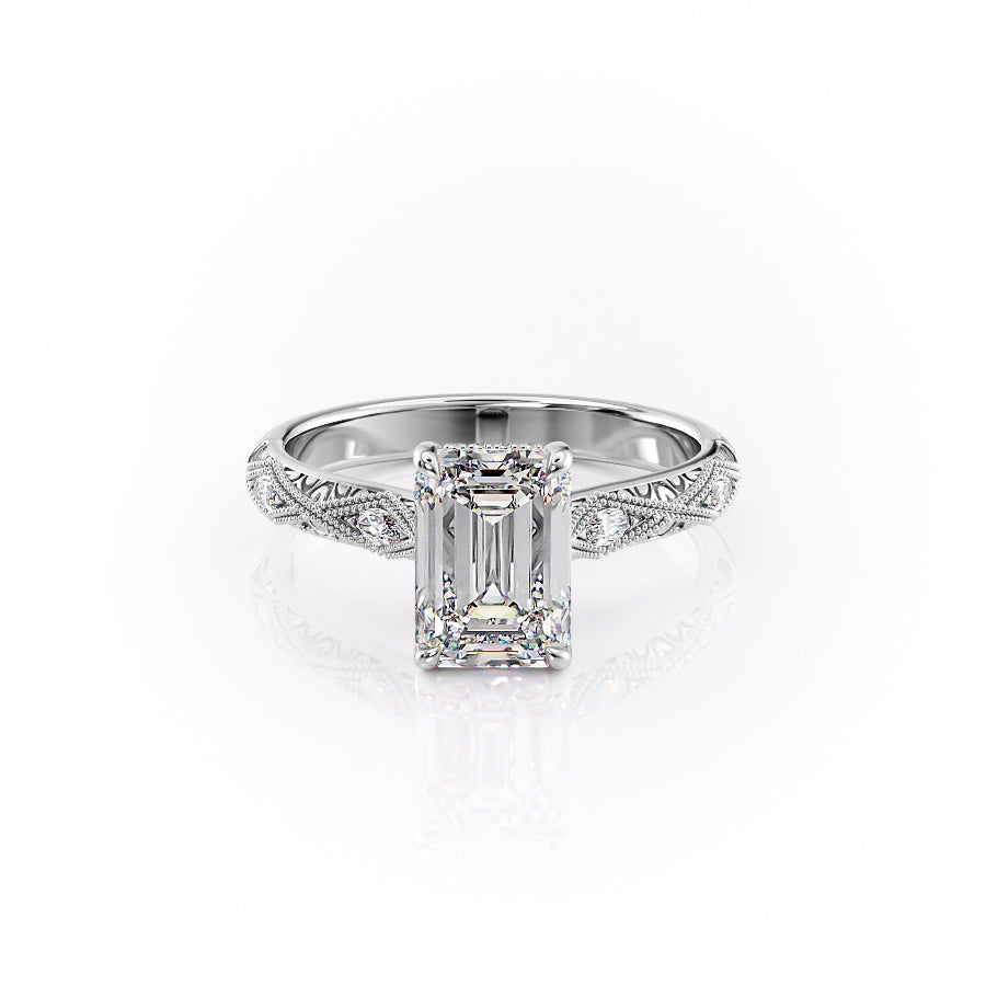 The Claudia Set With A Emerald Moissanite