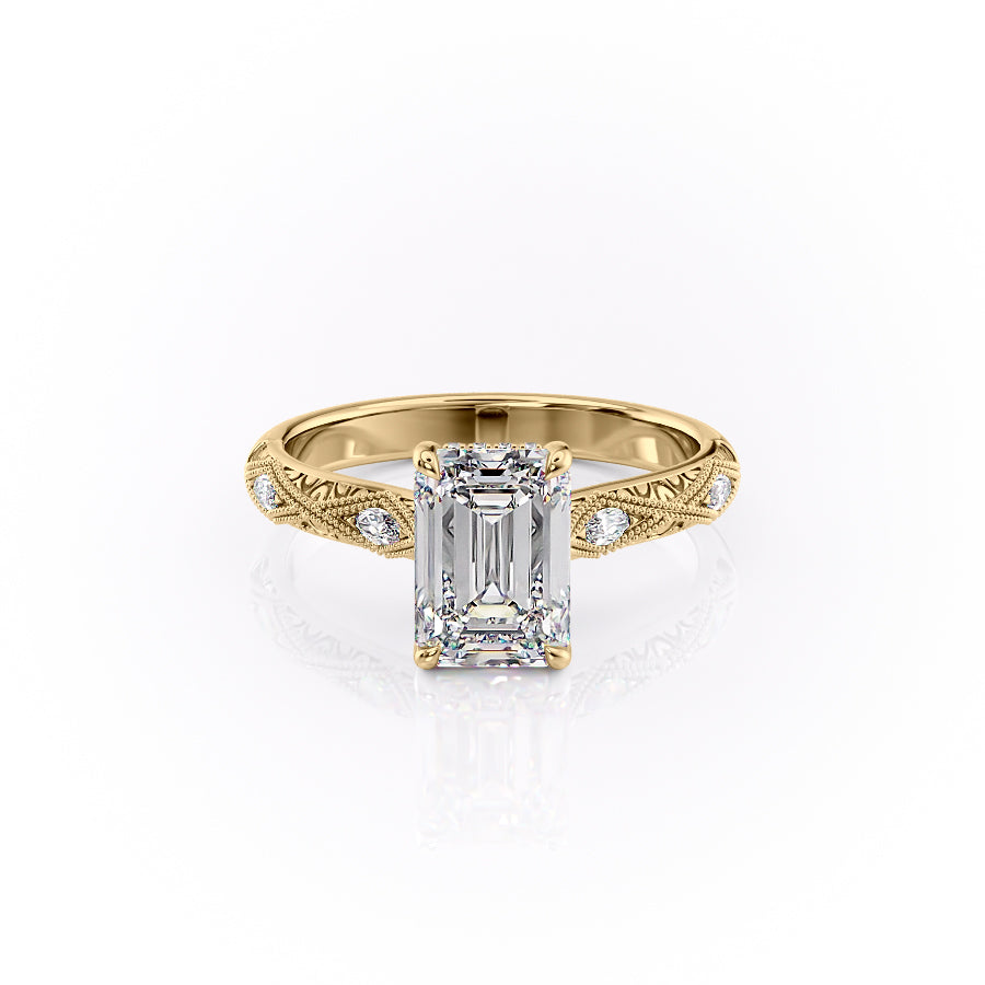 The Claudia Set With A 2 Carat Emerald Moissanite