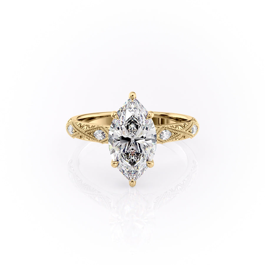 The Claudia Set With A 3 Carat Marquise Lab Diamond