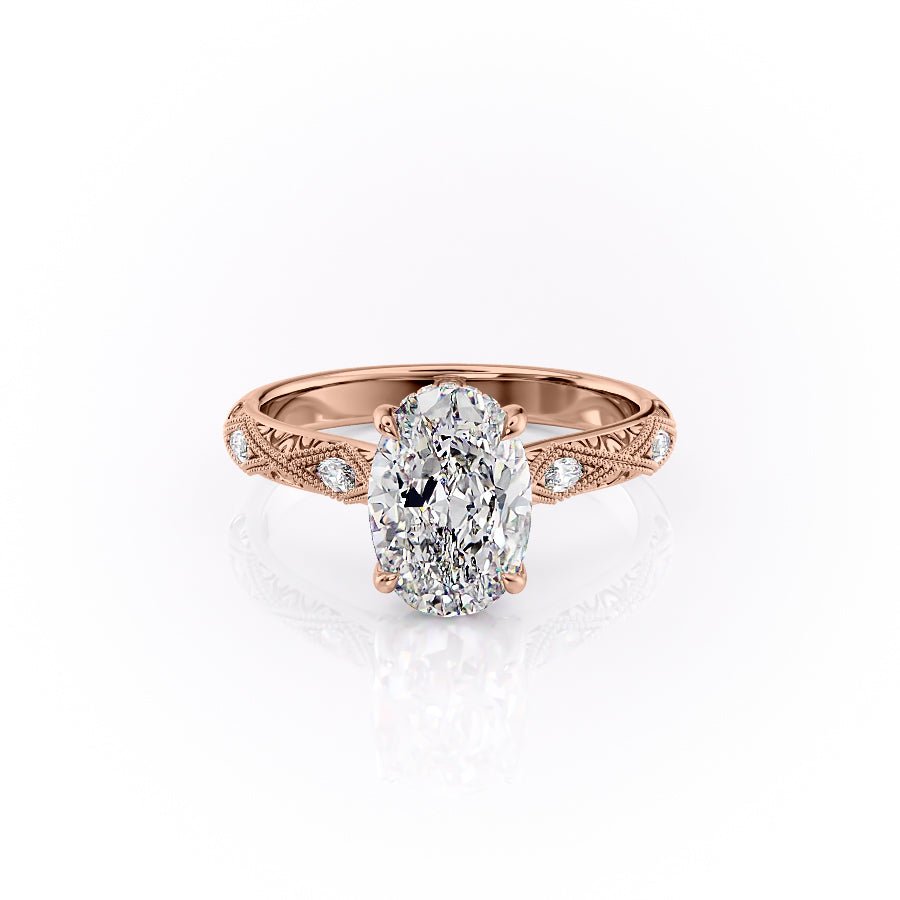 The Claudia Set With A 2.5 Carat Oval Moissanite