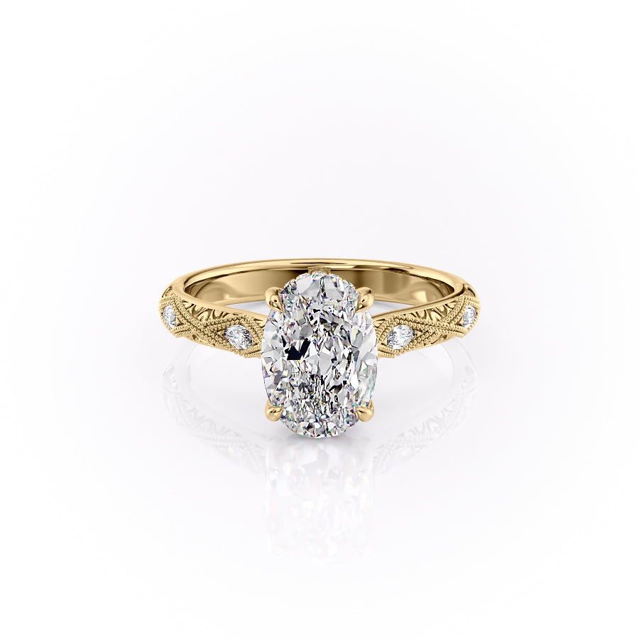 The Claudia Set With A 3.5 Carat Oval Moissanite