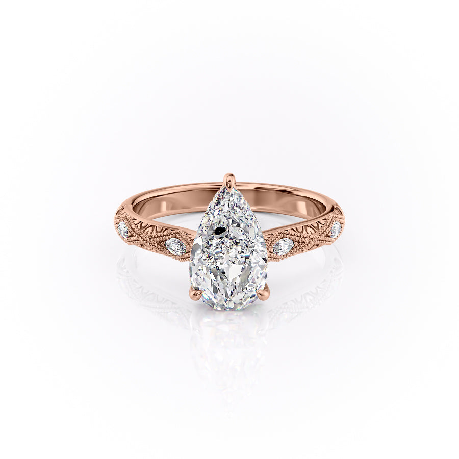 The Claudia Set With A 3 Carat Pear Moissanite