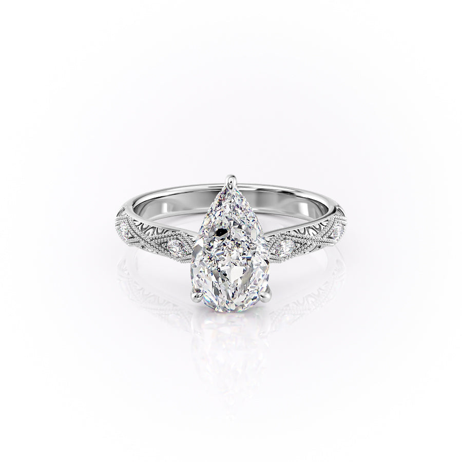 The Claudia Set With A 4 Carat Pear Moissanite
