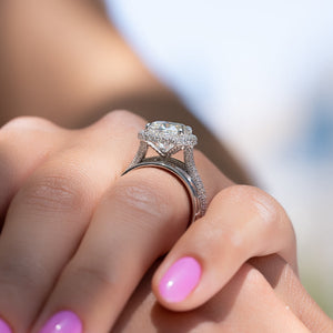 The Kylie Set With A 2.5 Carat Cushion Lab Diamond