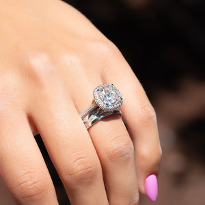 The Kylie Set With A 2.5 Carat Cushion Lab Diamond
