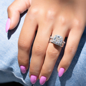 The Kylie Set With A 2.5 Carat Cushion Lab Diamond