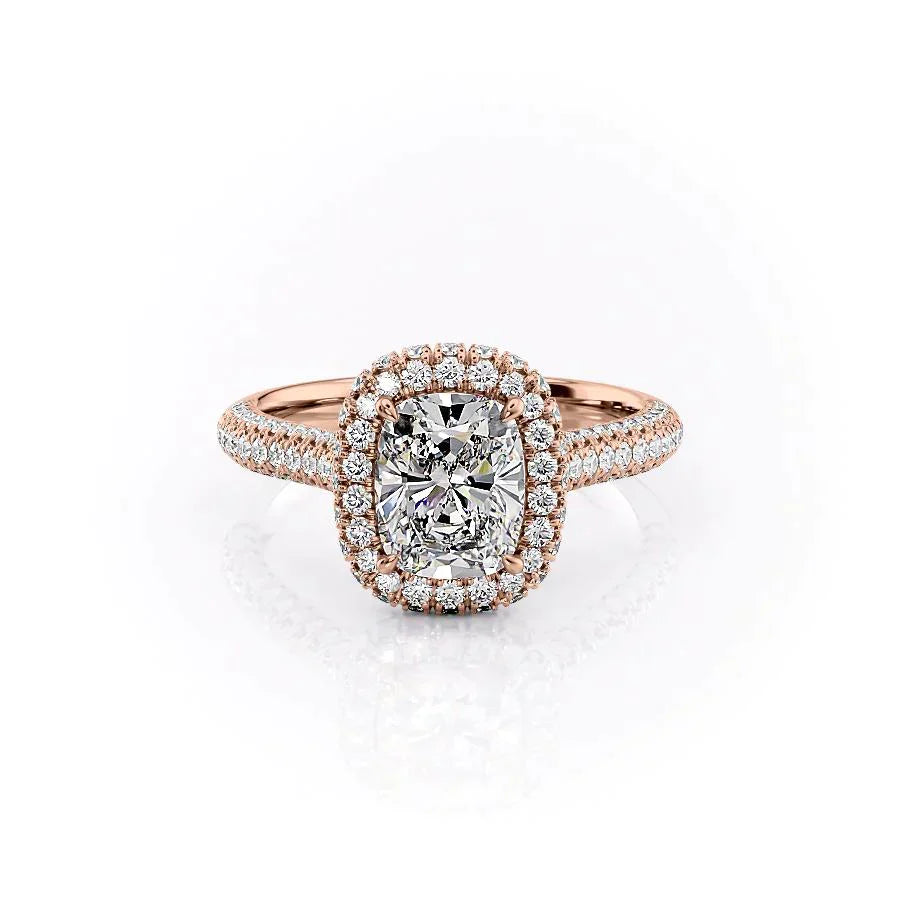 The Kylie Set With A 1.5 Carat Elongated Cushion Lab Diamond