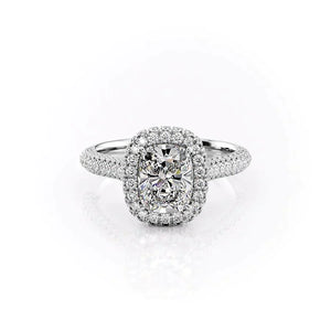 The Kylie Set With A 1.5 Carat Elongated Cushion Lab Diamond