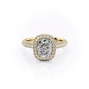 The Kylie Set With A 3 Carat Elongated Cushion Lab Diamond