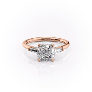 The Baguettes Megan Set With A 2 Carat Cushion Moissanite