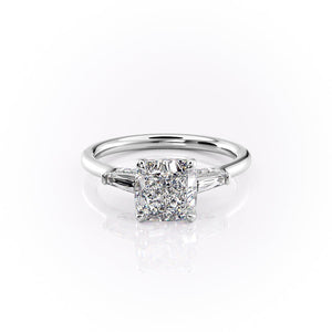 The Baguettes Megan Set With A 1 Carat Cushion Moissanite