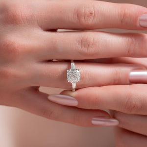 The Baguettes Megan Set With A 2 Carat Cushion Lab Diamond