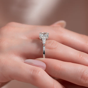 The Baguettes Megan Set With A 2 Carat Cushion Lab Diamond
