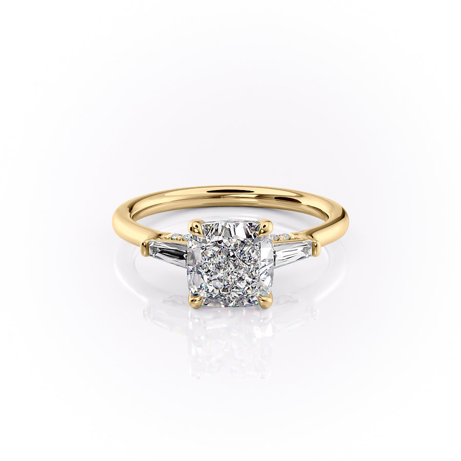 The Baguettes Megan Set With A 3 Carat Cushion Lab Diamond