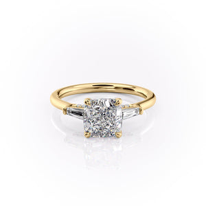The Baguettes Megan Set With A 1 Carat Cushion Lab Diamond