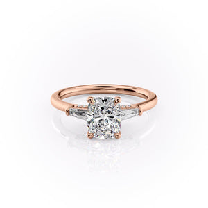 The Baguettes Megan Set With A 1.5 Carat Elongated Cushion Moissanite