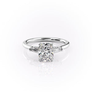 The Baguettes Megan Set With A 3 Carat Elongated Cushion Lab Diamond