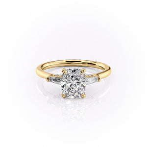 The Baguettes Megan Set With A 2 Carat Elongated Cushion Lab Diamond