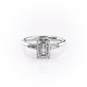 The Baguettes Megan Set With A 4 Carat Emerald Moissanite