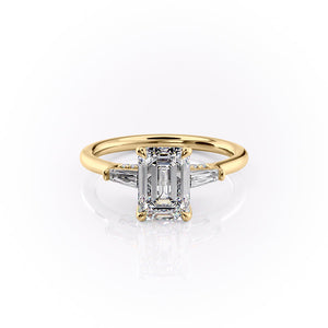 The Baguettes Megan Set With A 4 Carat Emerald Moissanite