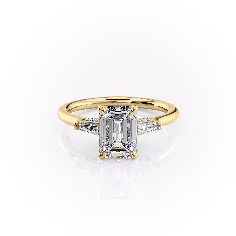 The Baguettes Megan Set With A 3 Carat Emerald Lab Diamond