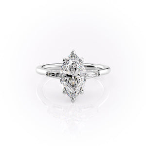 The Baguettes Megan Set With A 1 Carat Marquise Moissanite