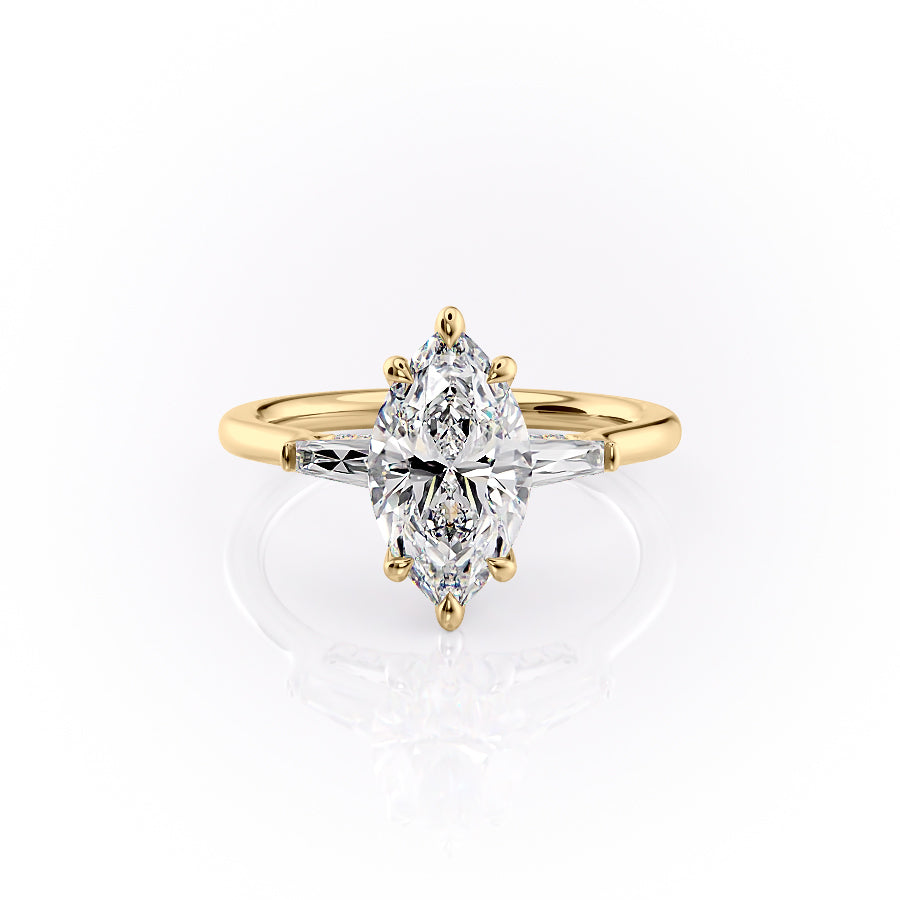 The Baguettes Megan Set With A 2 Carat Marquise Lab Diamond