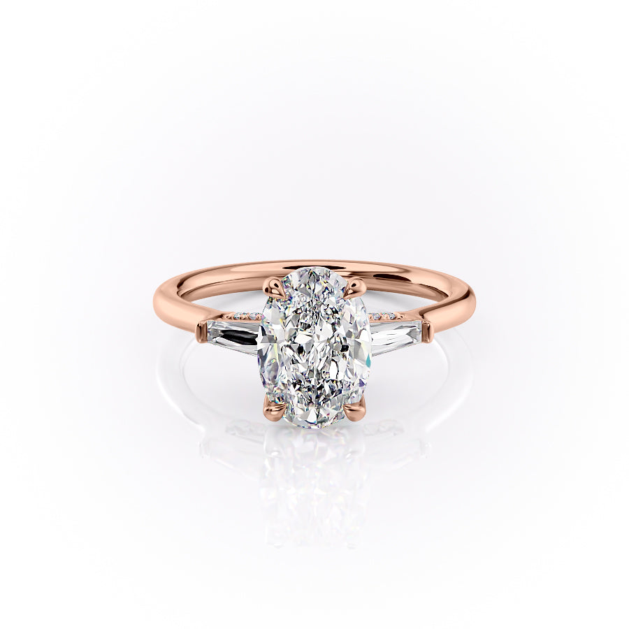 The Baguettes Megan Set With A 2.5 Carat Oval Moissanite
