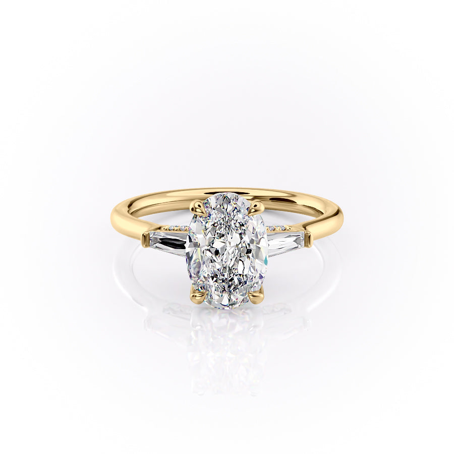 The Baguettes Megan Set With A 2 Carat Oval Lab Diamond
