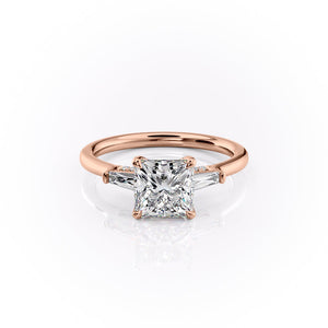The Baguettes Megan Set With A 1 Carat Princess Moissanite