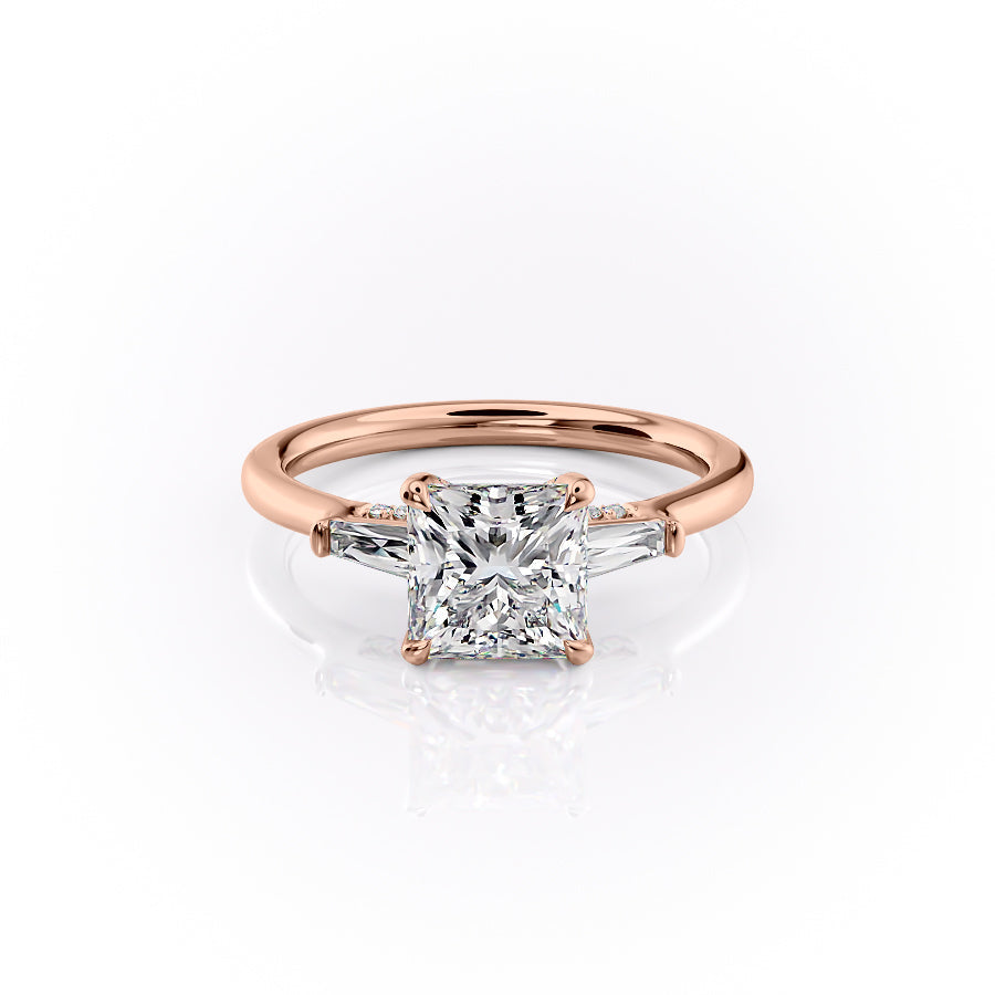 The Baguettes Megan Set With A 2 Carat Princess Lab Diamond