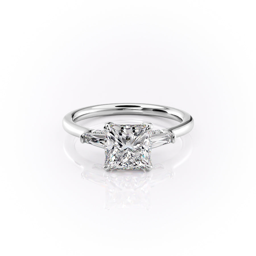 The Baguettes Megan Set With A 2 Carat Princess Moissanite