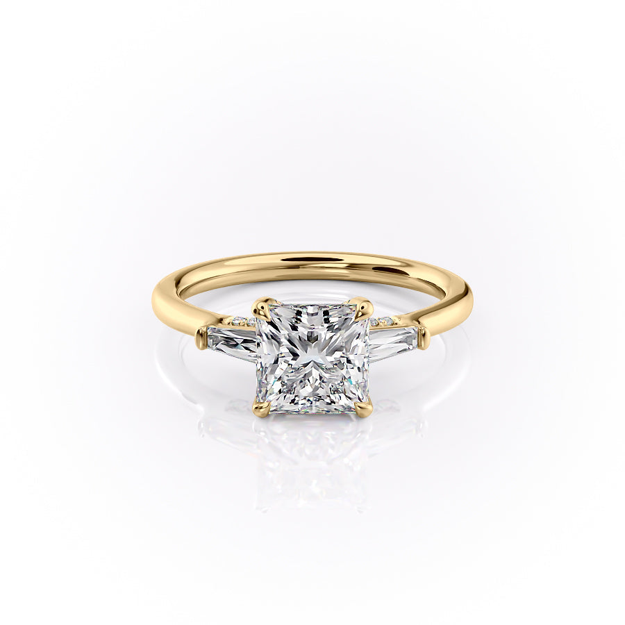 The Baguettes Megan Set With A 2 Carat Princess Moissanite
