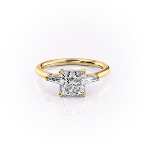 The Baguettes Megan Set With A 4 Carat Princess Moissanite
